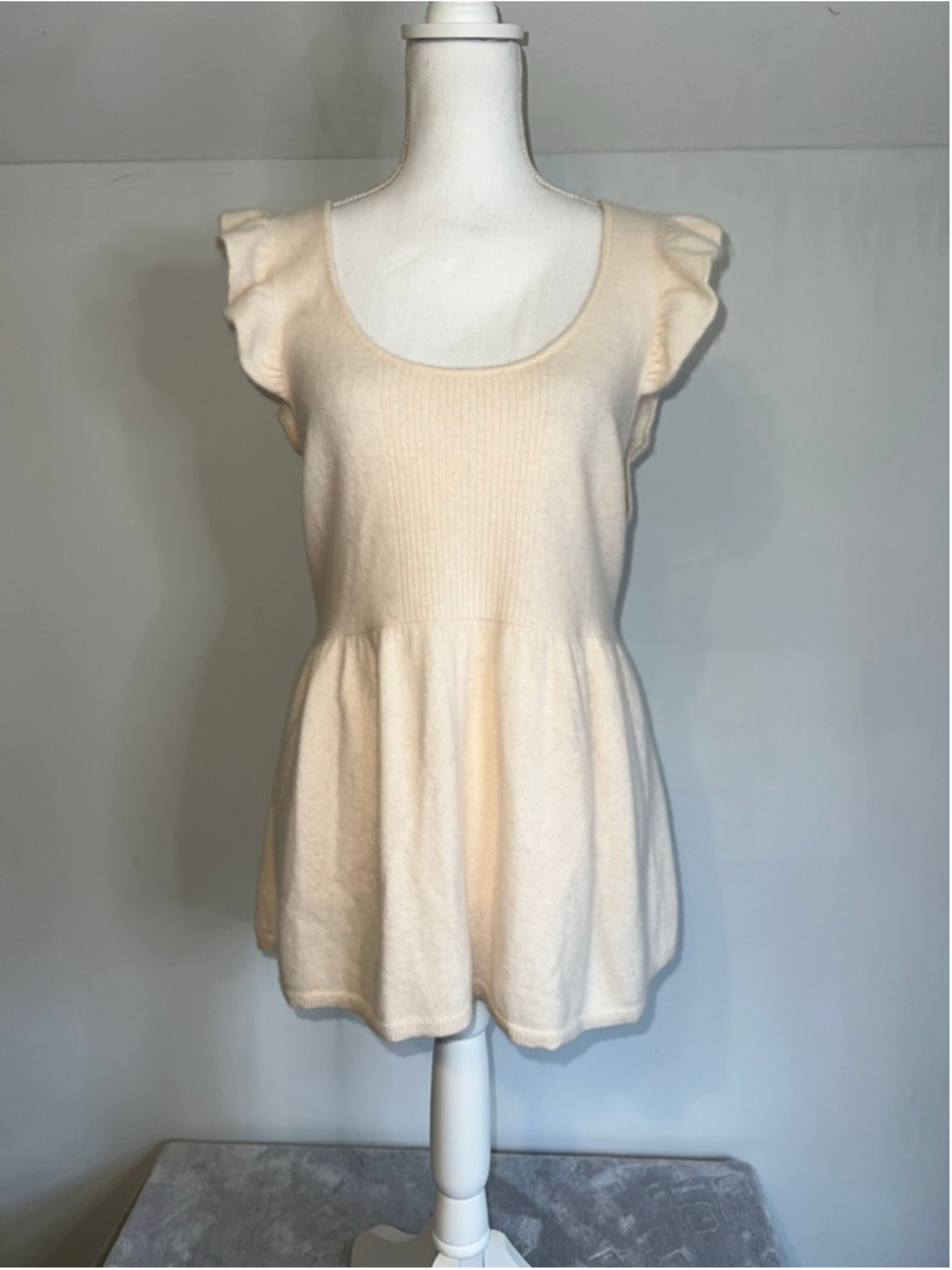 Free People Angora Ruffle Sleeve Babdydoll Sweater L